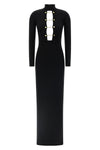 long viscose knit red carpet dress