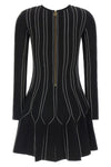 elisabetta franchi mini dress defines the silhouette through a rigorous sartoria