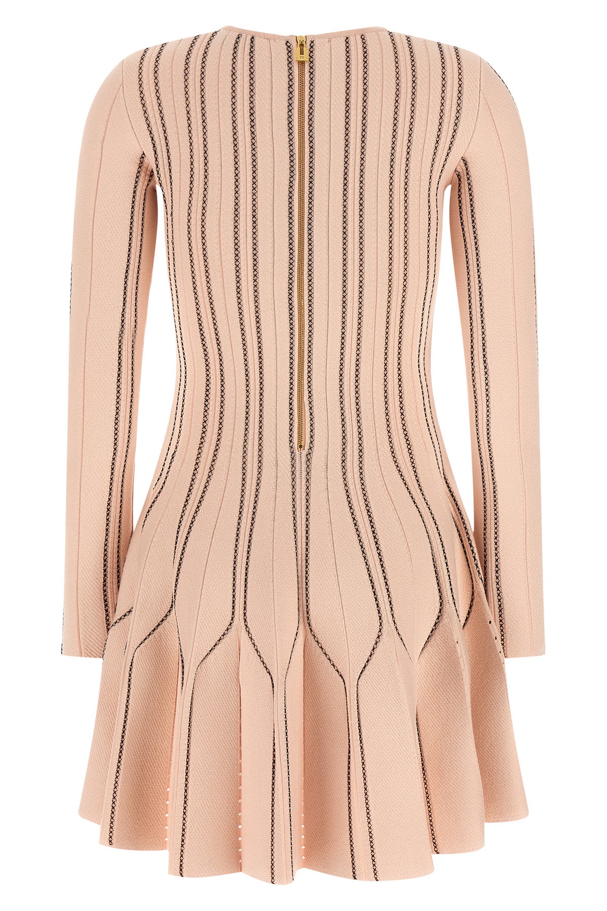 the elisabetta franchi knitted mini dress defines the silhouette through a play