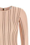 the elisabetta franchi knitted mini dress defines the silhouette through a play