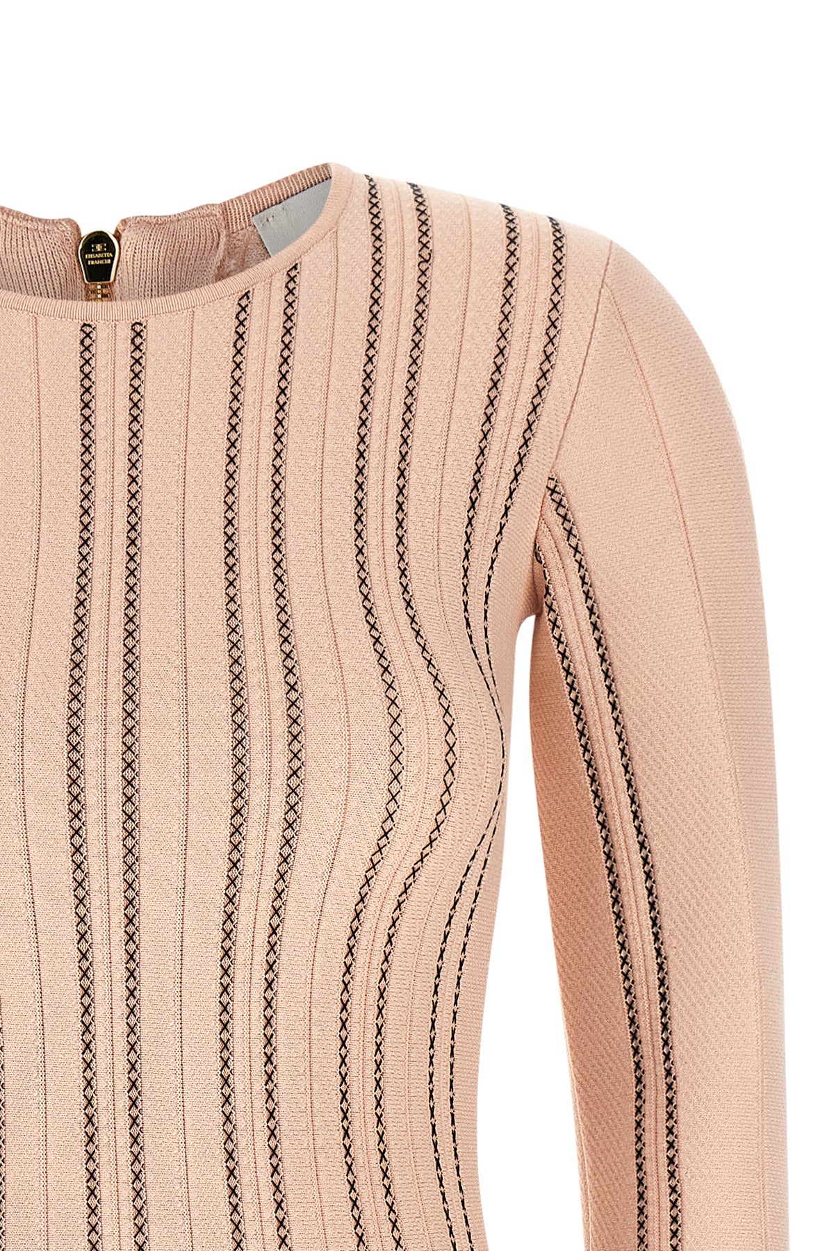 the elisabetta franchi knitted mini dress defines the silhouette through a play