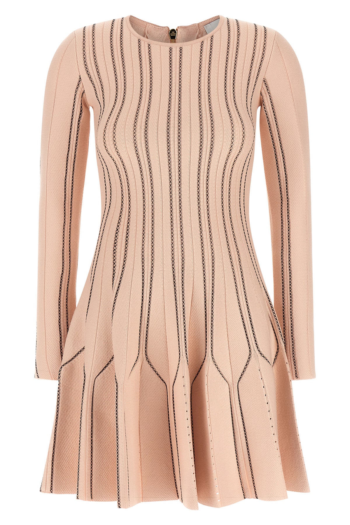 the elisabetta franchi knitted mini dress defines the silhouette through a play