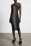 midi dress in jacquard fabric that recreates a striped pattern dégradé zebra eff