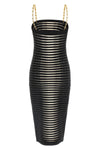 midi dress in jacquard fabric that recreates a striped pattern dégradé zebra eff
