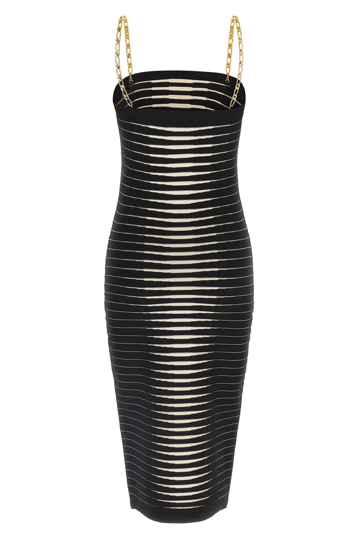 midi dress in jacquard fabric that recreates a striped pattern dégradé zebra eff