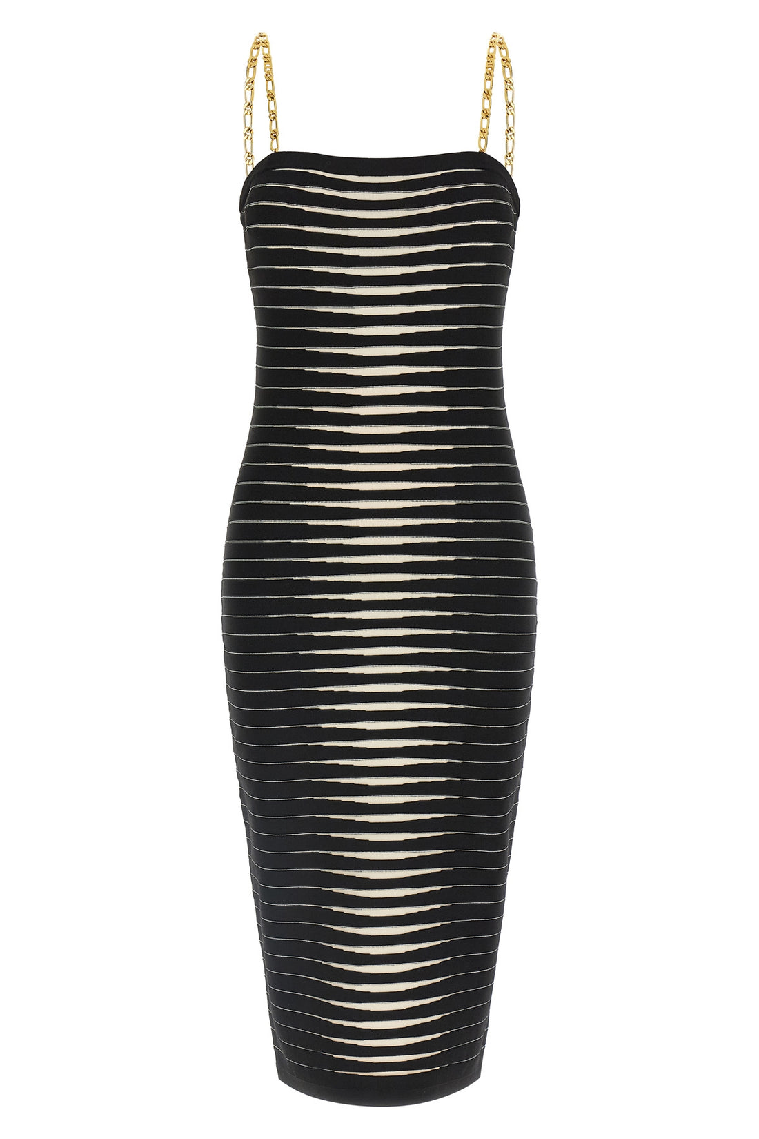 ELISABETTA FRANCHI 40 midi dress in jacquard fabric that recreates a striped pattern dégradé zebra eff