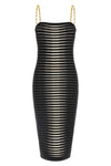 midi dress in jacquard fabric that recreates a striped pattern dégradé zebra eff