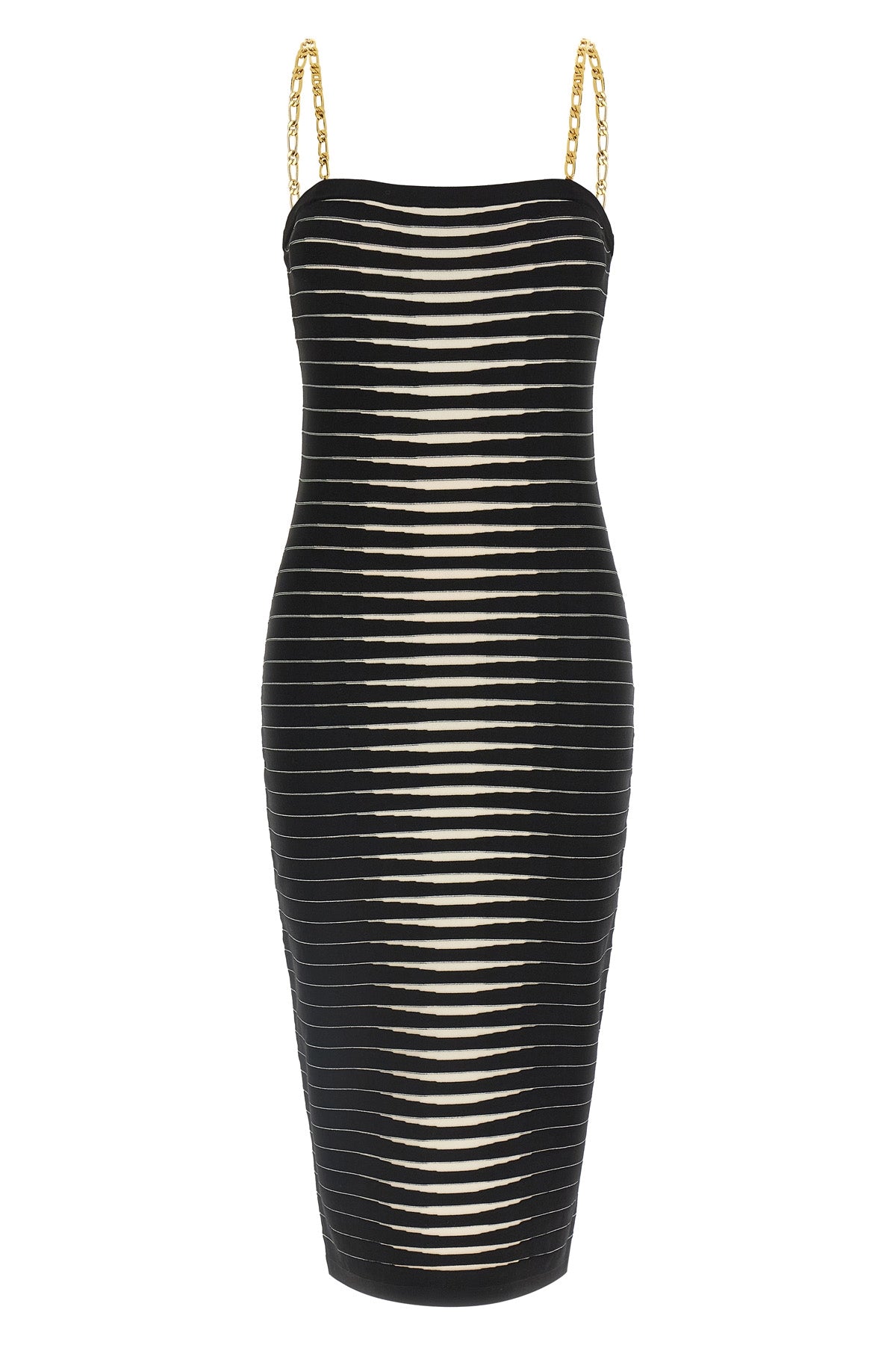 midi dress in jacquard fabric that recreates a striped pattern dégradé zebra eff