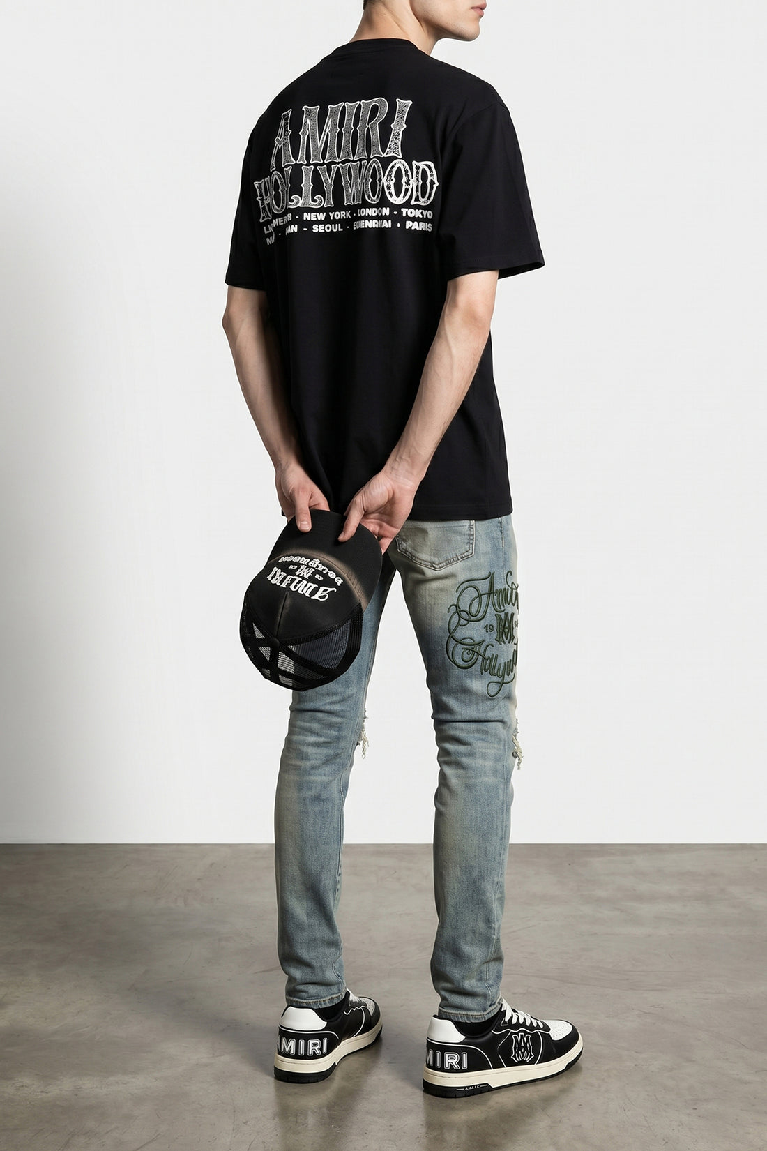 AMIRI 32 amiri hollywood mx1 used-effect stonewashed stretch cotton denim jeans