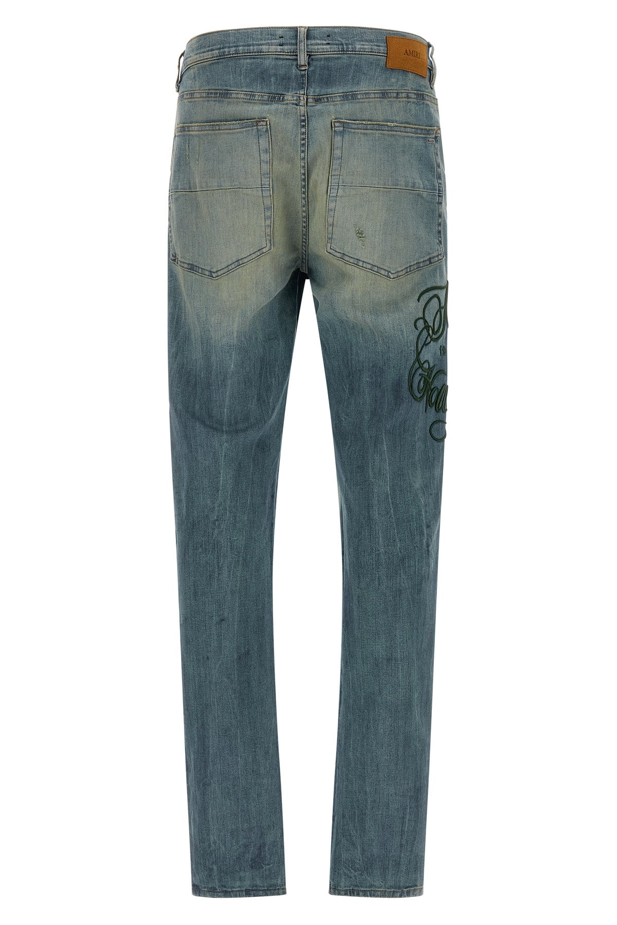amiri hollywood mx1 used-effect stonewashed stretch cotton denim jeans