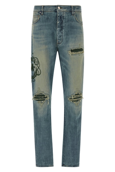 AMIRI 32 amiri hollywood mx1 used-effect stonewashed stretch cotton denim jeans