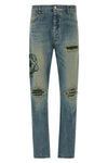 amiri hollywood mx1 used-effect stonewashed stretch cotton denim jeans