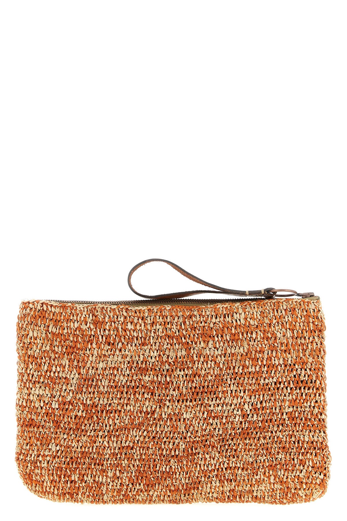 ampy clutch bag in two-tone crochet raffia
