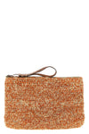 ampy clutch bag in two-tone crochet raffia