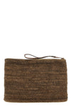 ampy crocheted raffia clutch bag