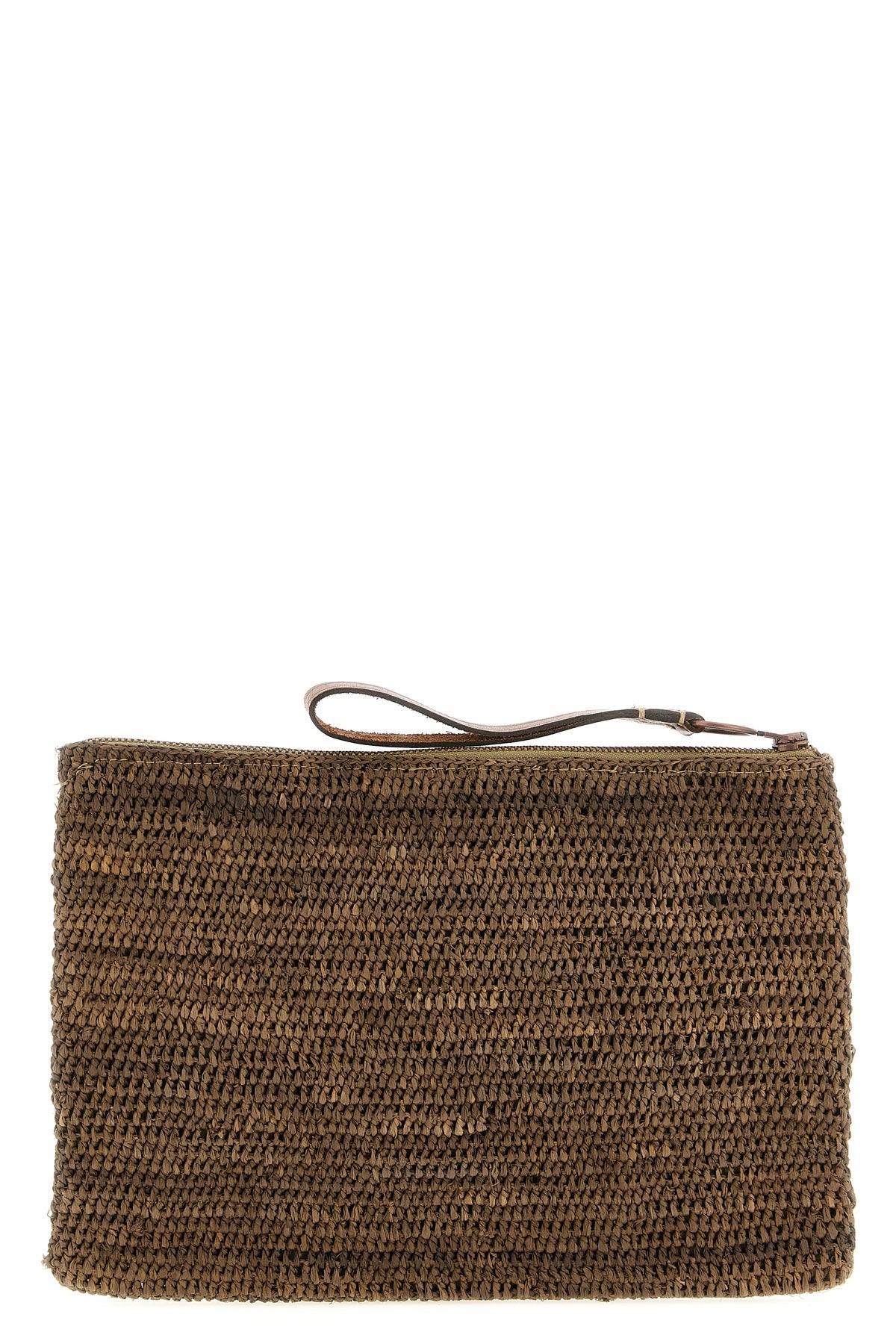 ampy crocheted raffia clutch bag