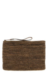 ampy crocheted raffia clutch bag