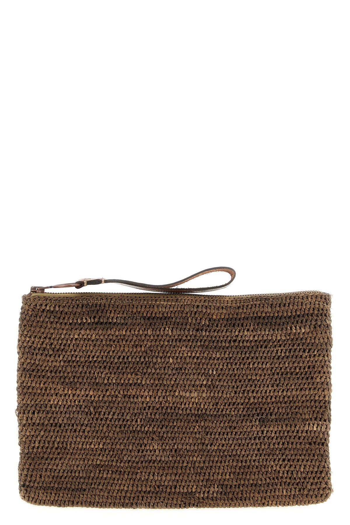 ampy crocheted raffia clutch bag