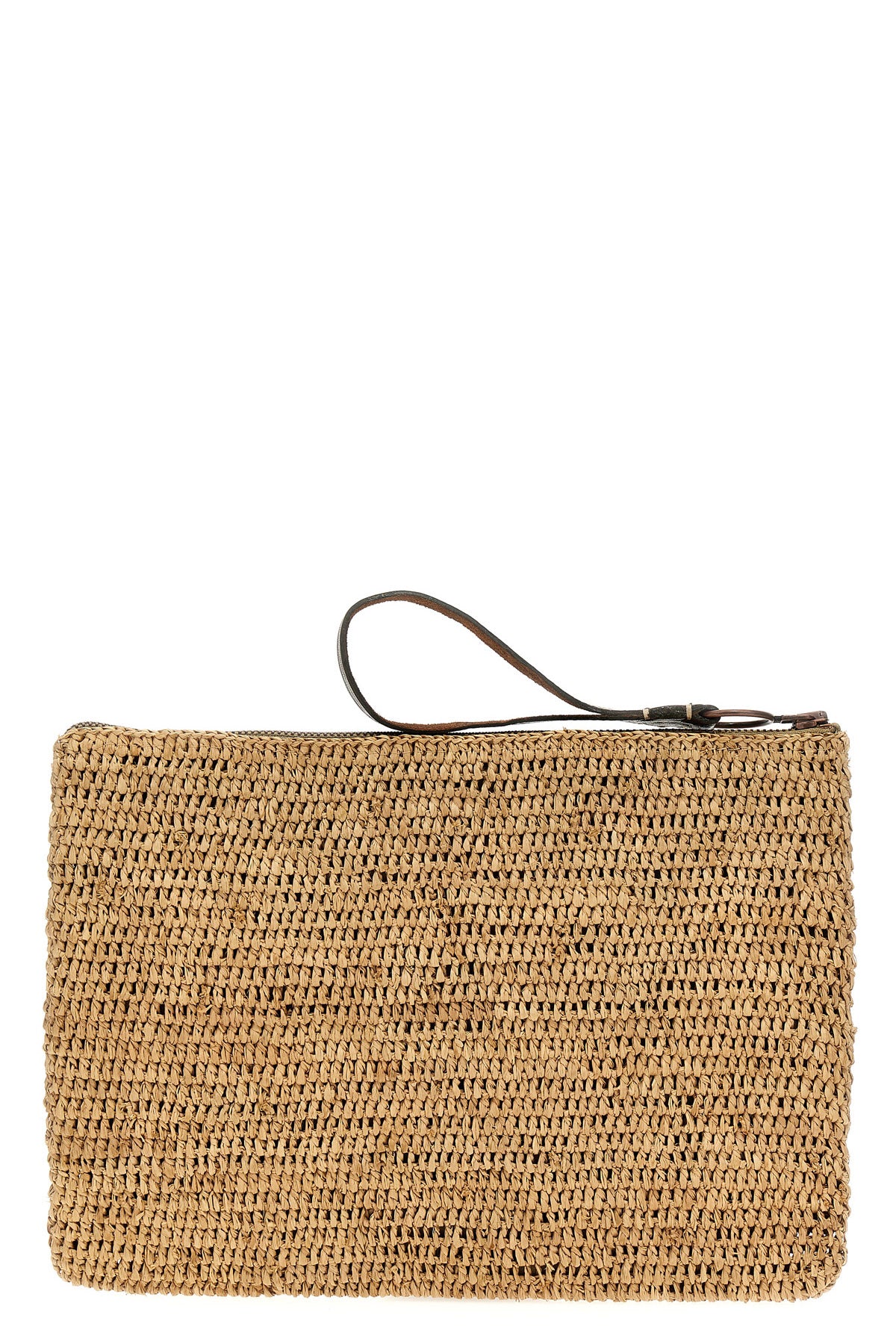 ampy crocheted raffia clutch bag