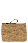 ampy crocheted raffia clutch bag
