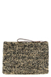 ampy clutch bag in two-tone crochet raffia