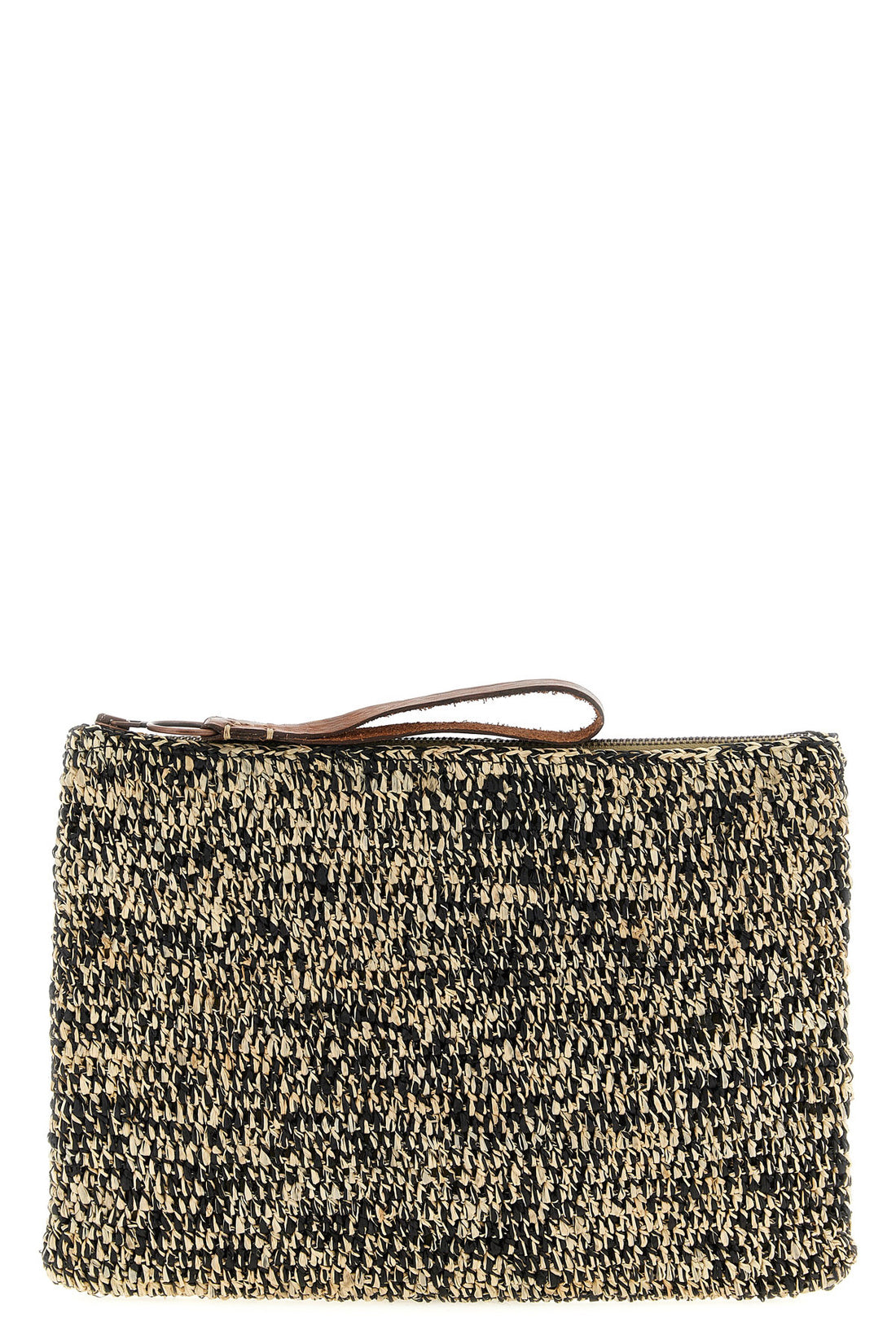 IBELIV OS ampy clutch bag in two-tone crochet raffia