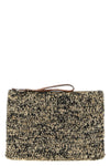 ampy clutch bag in two-tone crochet raffia