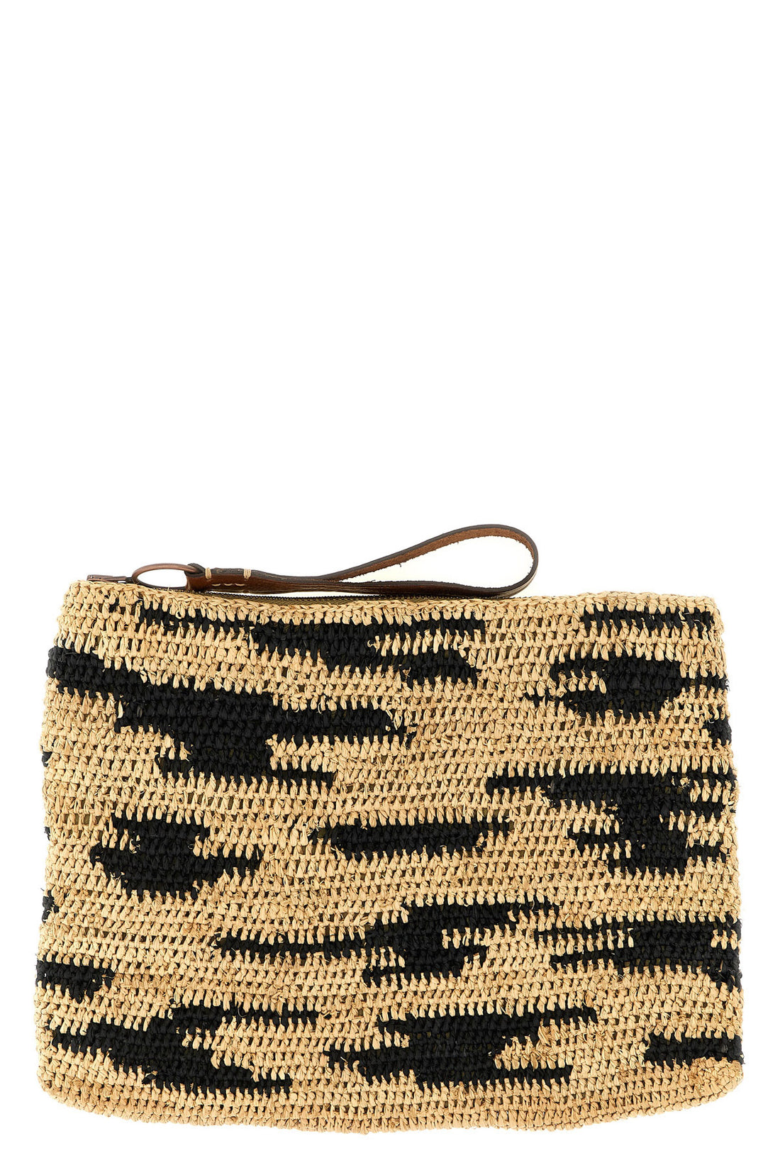 IBELIV OS ampy clutch bag in two-tone crochet raffia