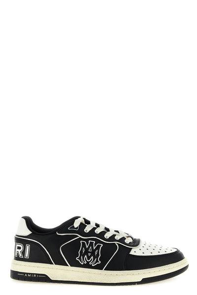 newport used-effect leather sneakers