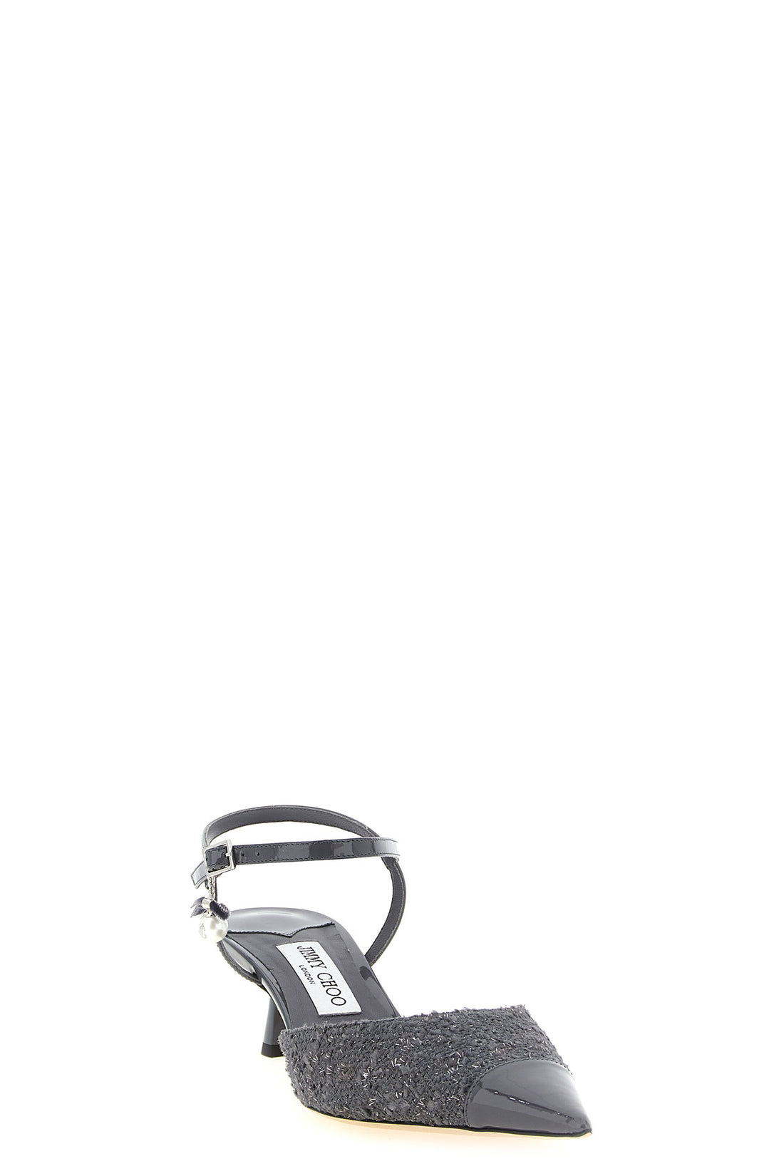 JIMMY CHOO 35 aren patent leather and lamé thread patent leather slingbacks