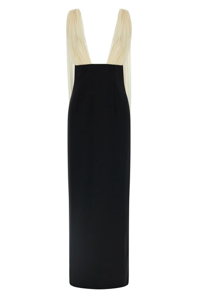 long mara dress in stretch virgin wool of medium weight