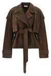 flaminia short suede robe trench coat
