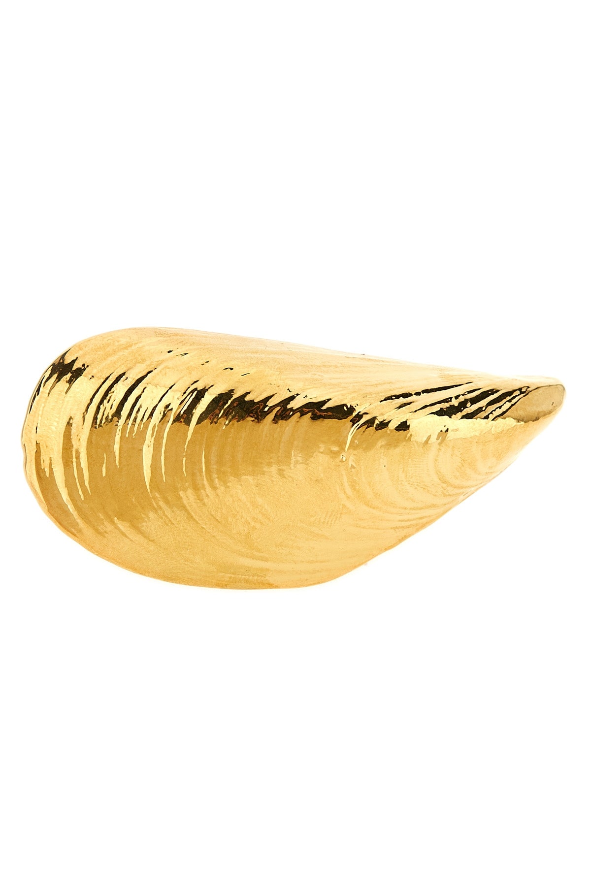 mussel shell ring in 24-carat gold-plated brass