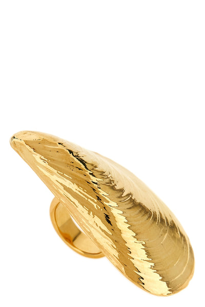 mussel shell ring in 24-carat gold-plated brass