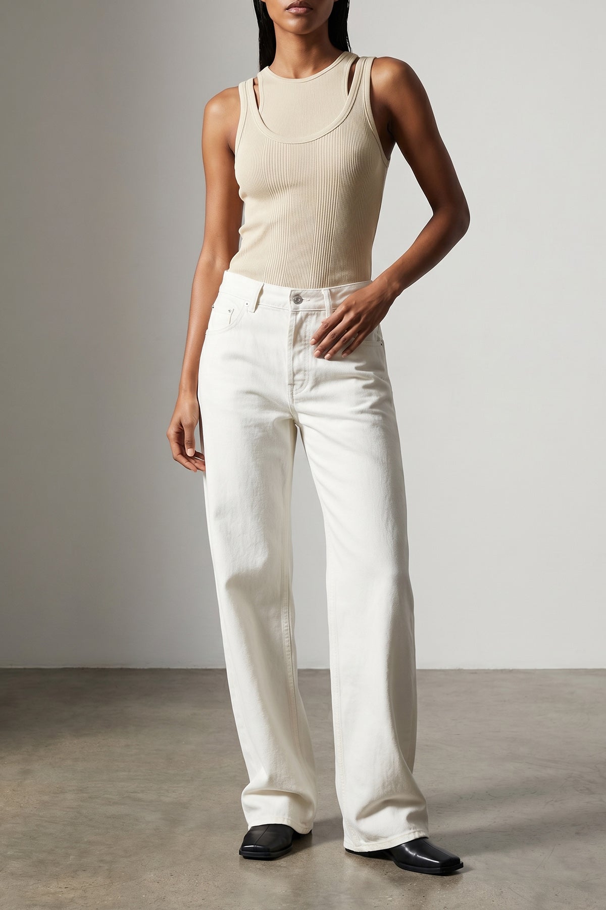 filippa ribbed stretch cotton top