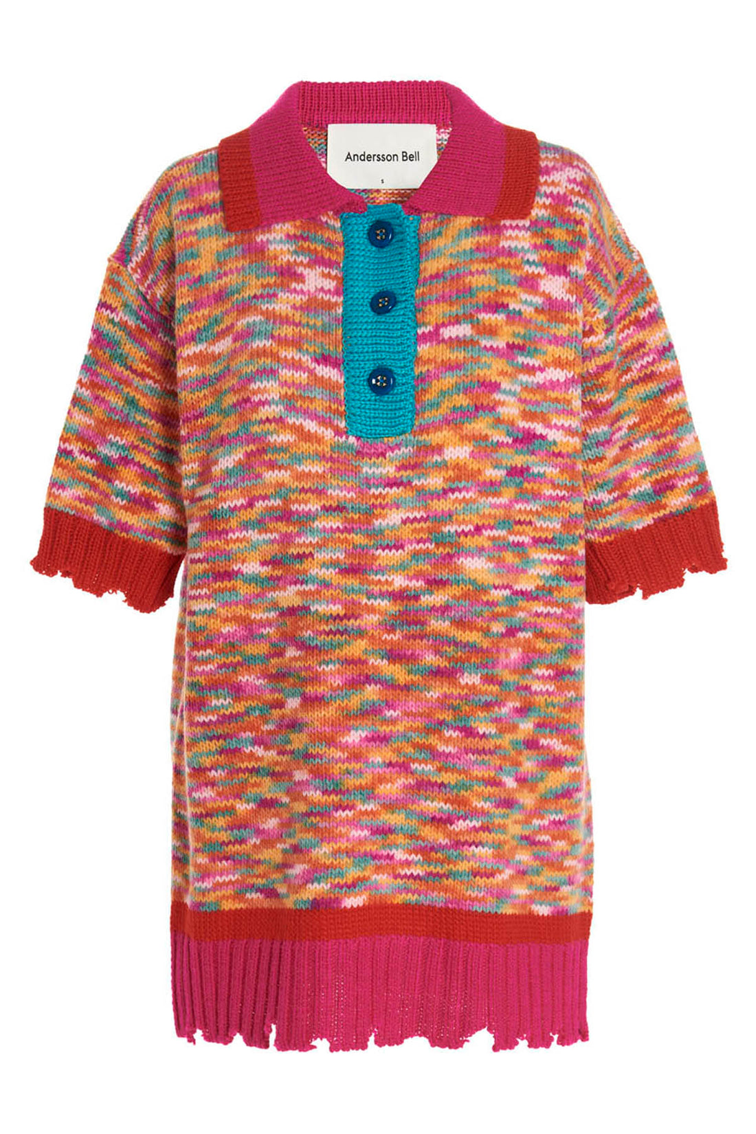 ANDERSSON BELL XS portela multicolor knit polo shirt