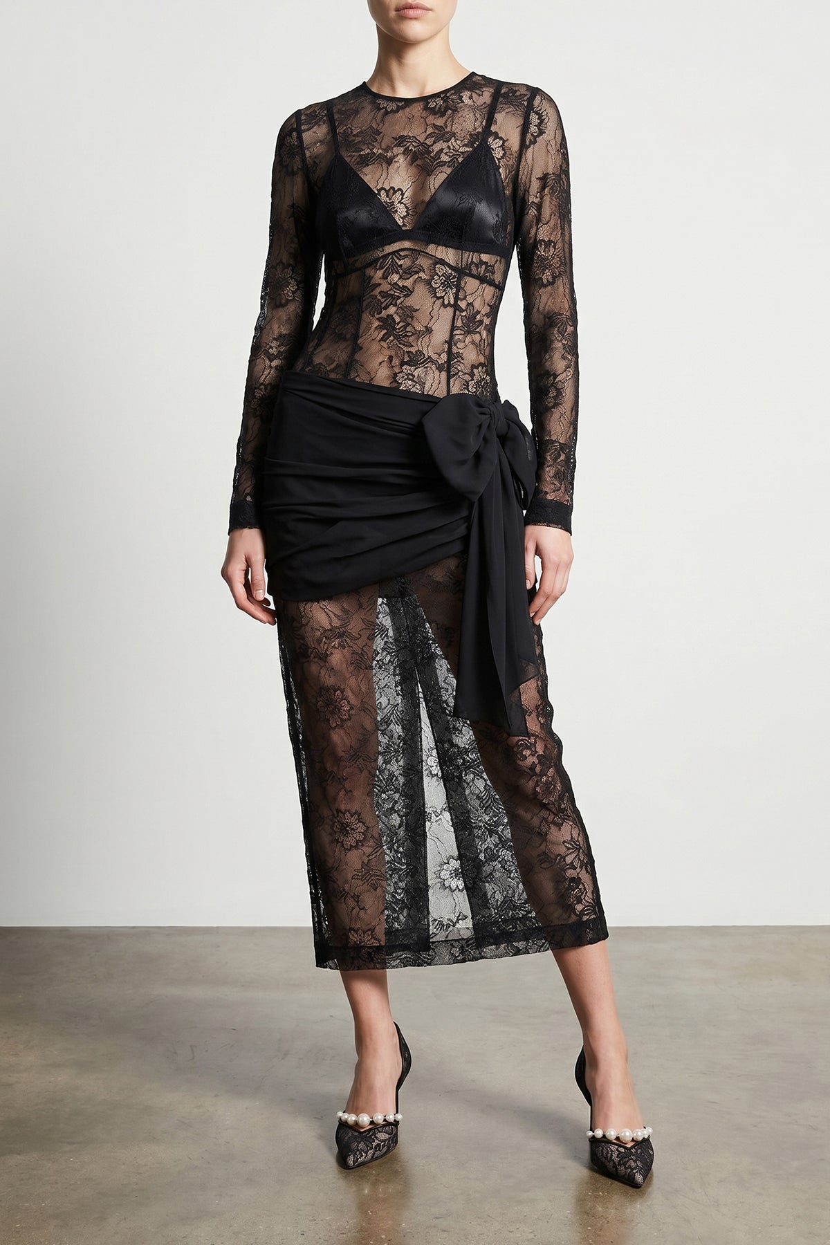 aurelie lace pointed pumps