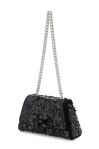 sequined bow mini shoulder bag