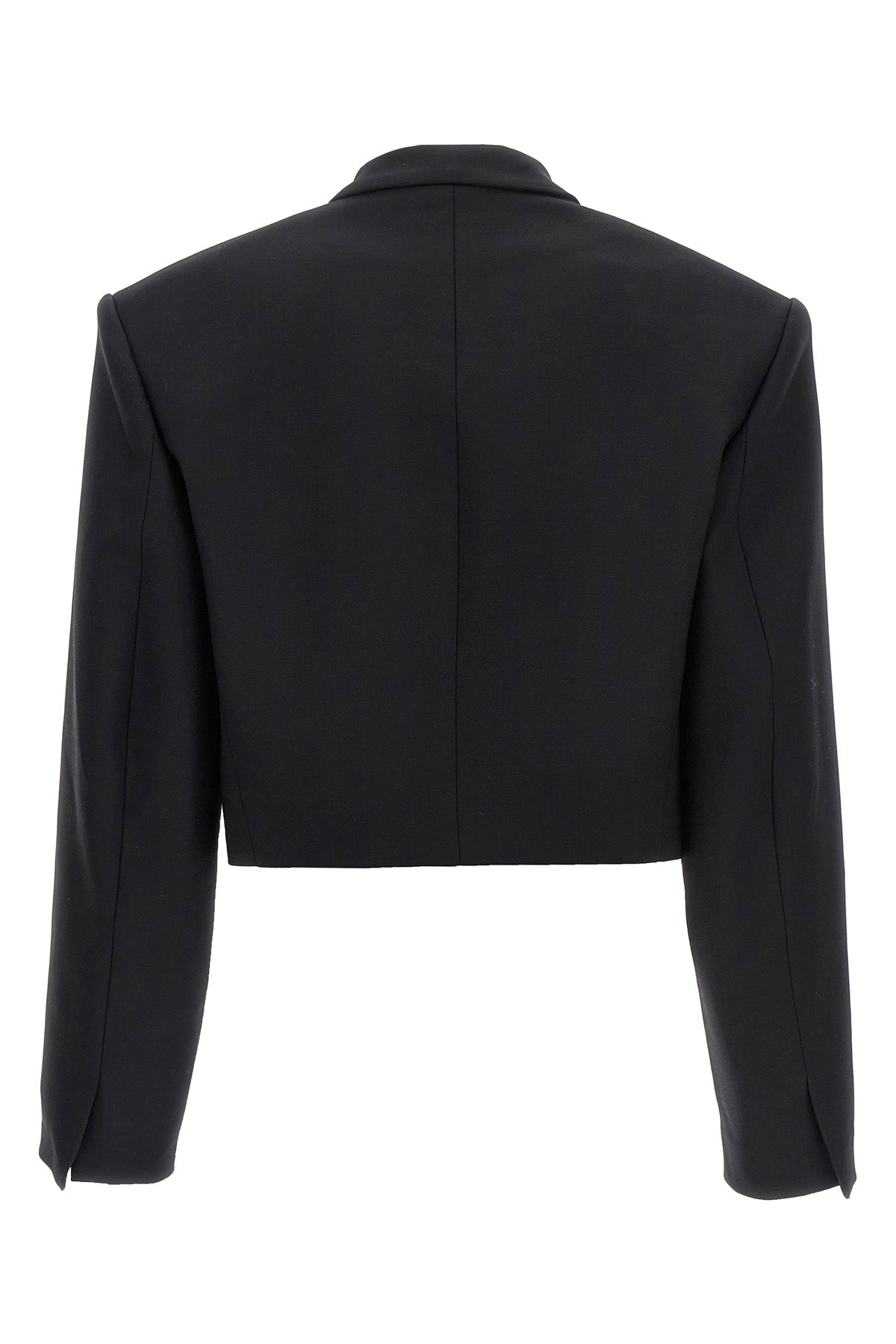 cropped single-breasted stretch wool blazer