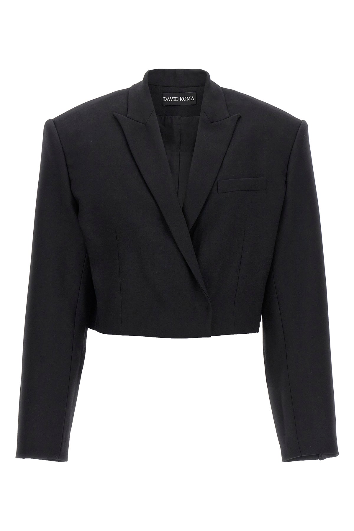 cropped single-breasted stretch wool blazer