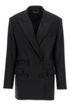 tailored tuxedo double-breasted stretch wool blazer