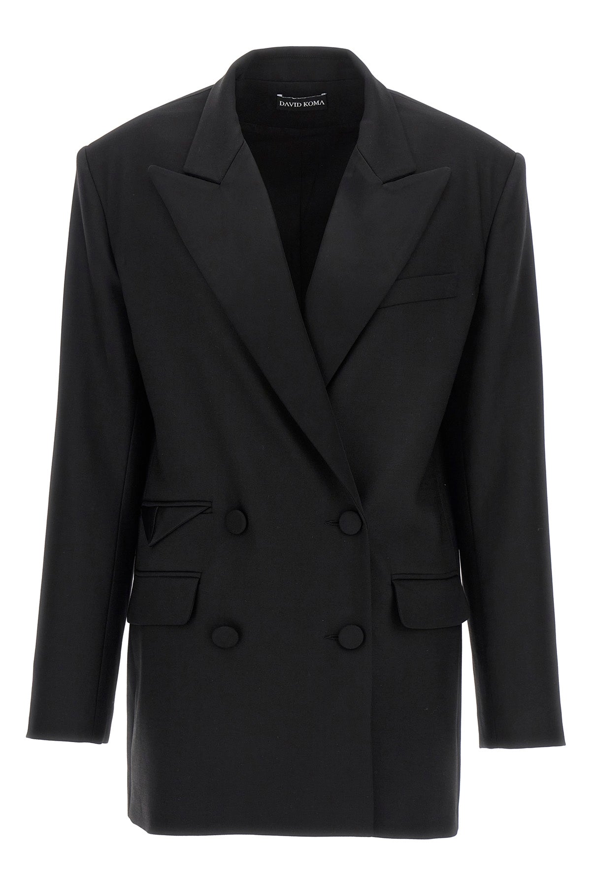 tailored tuxedo double-breasted stretch wool blazer