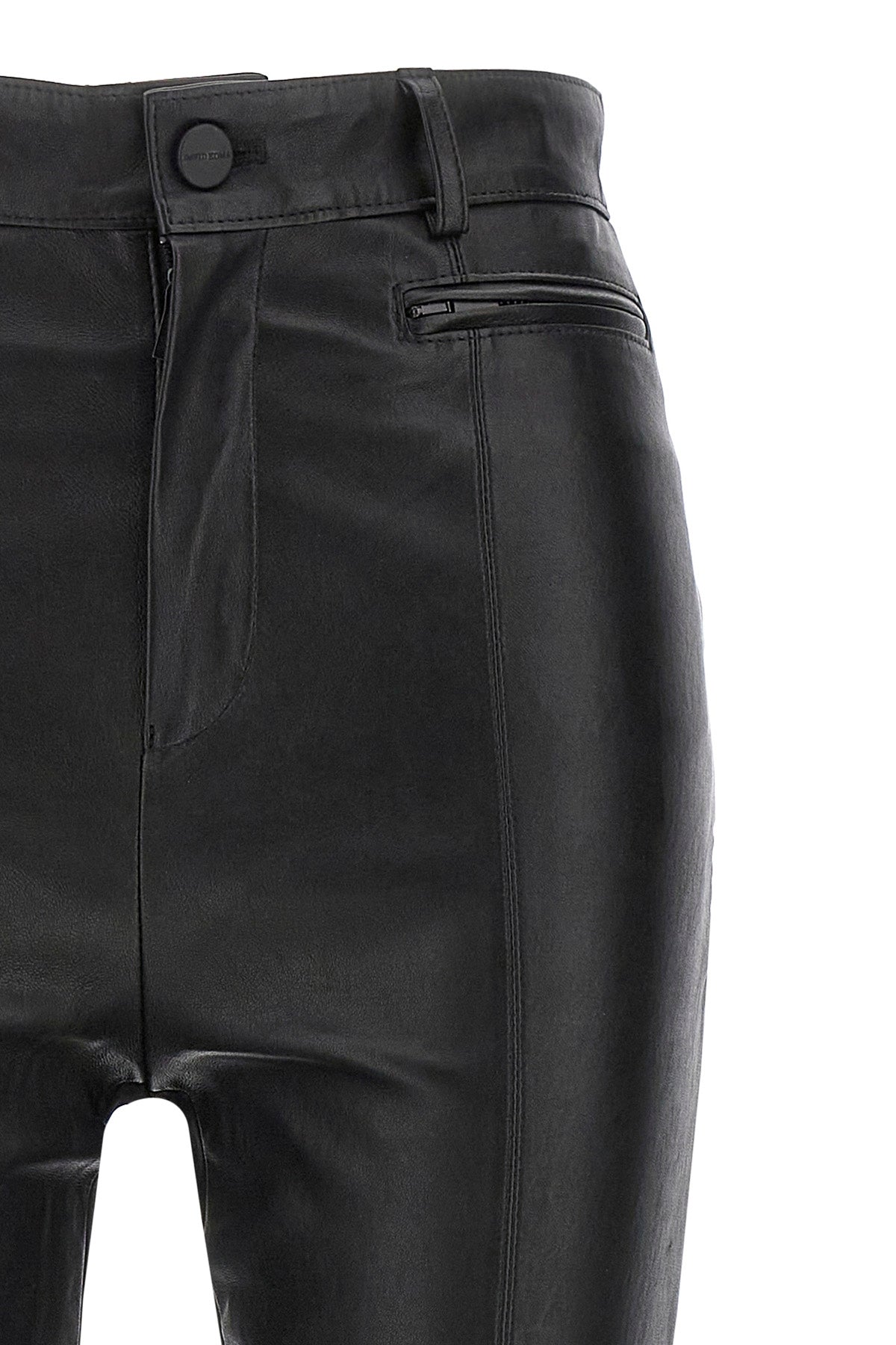 napa leather leggings in leather and stretch fabric