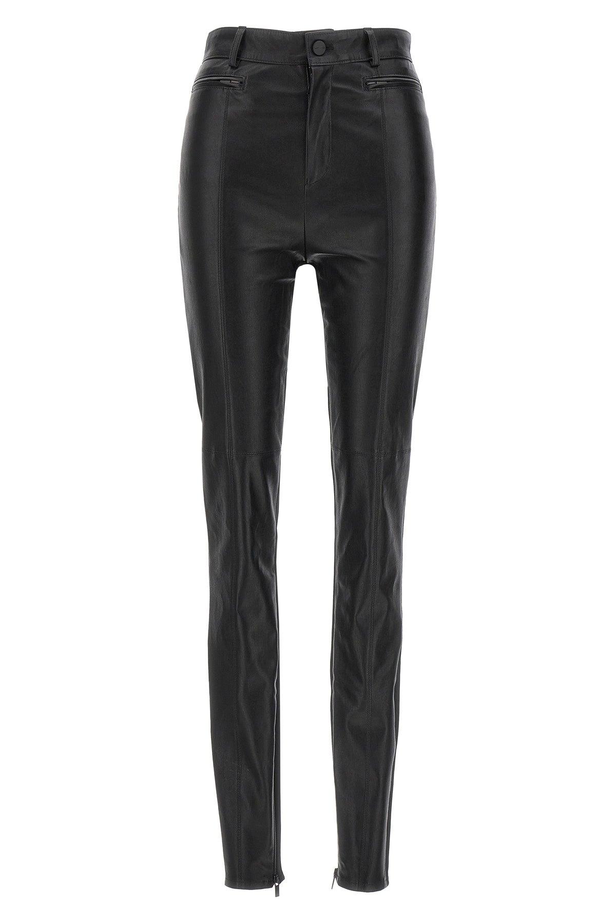 napa leather leggings in leather and stretch fabric