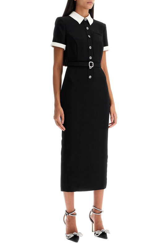 midi crepe dress with jewel buttons