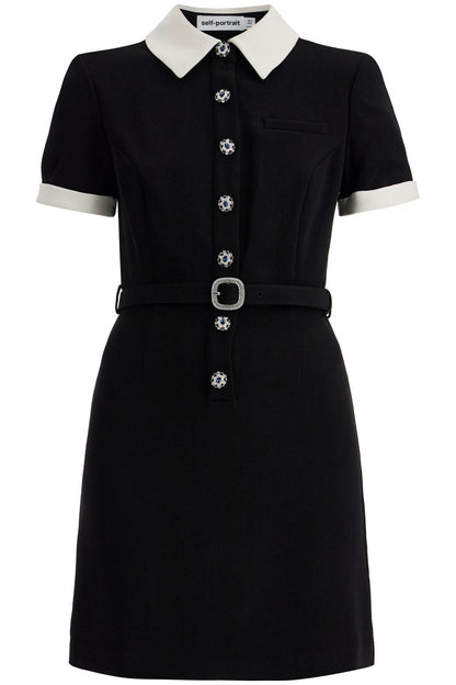 crepe mini dress with belt