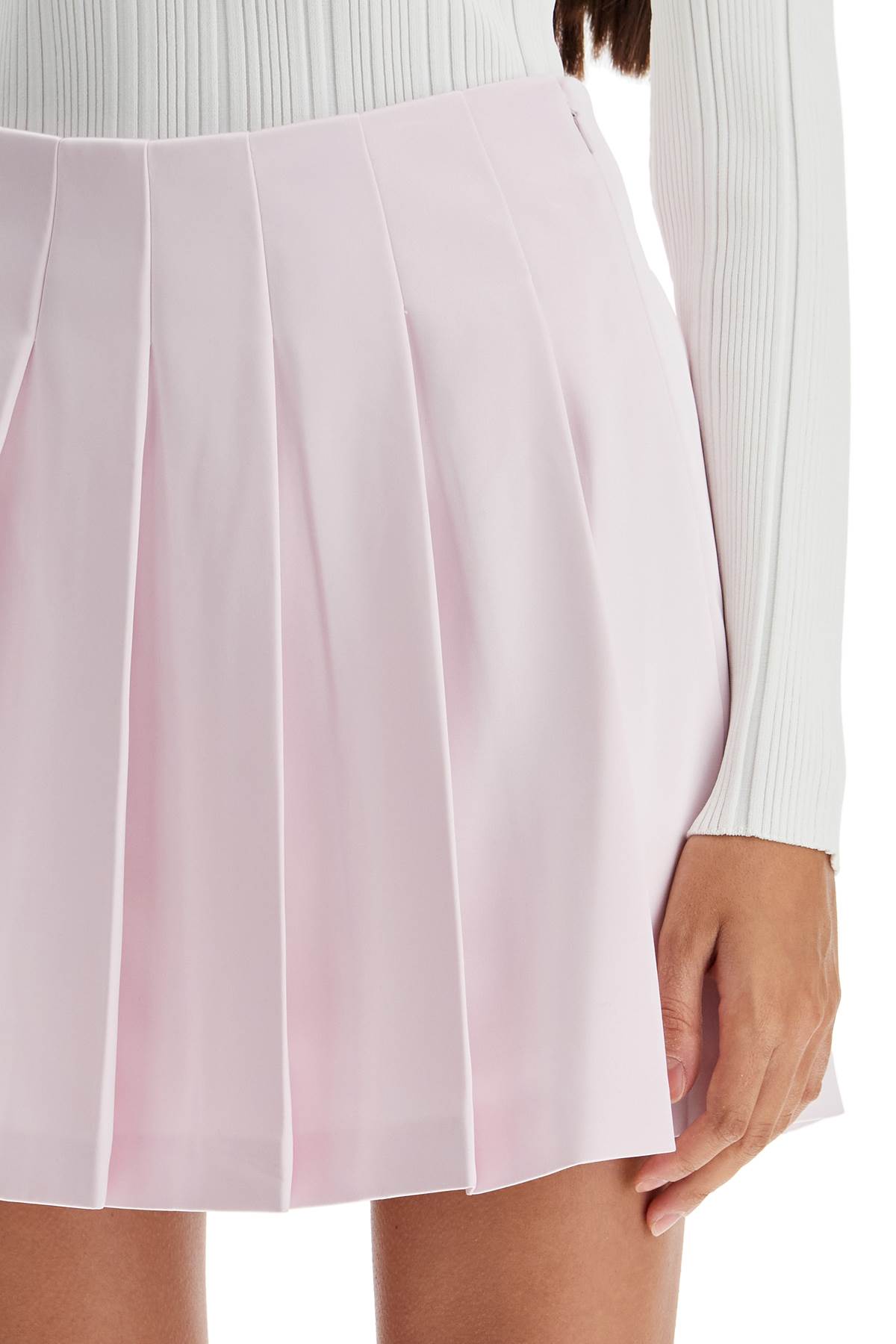 pleated satin mini skirt