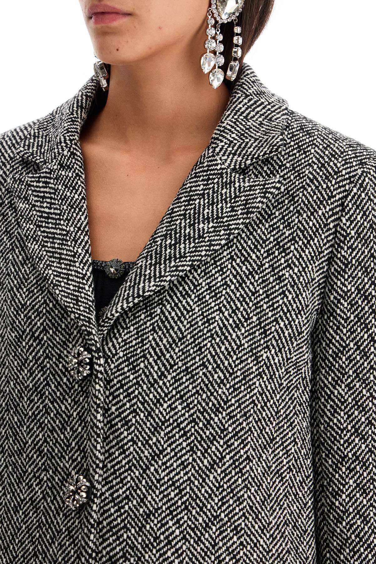 herringbone three-button blazer