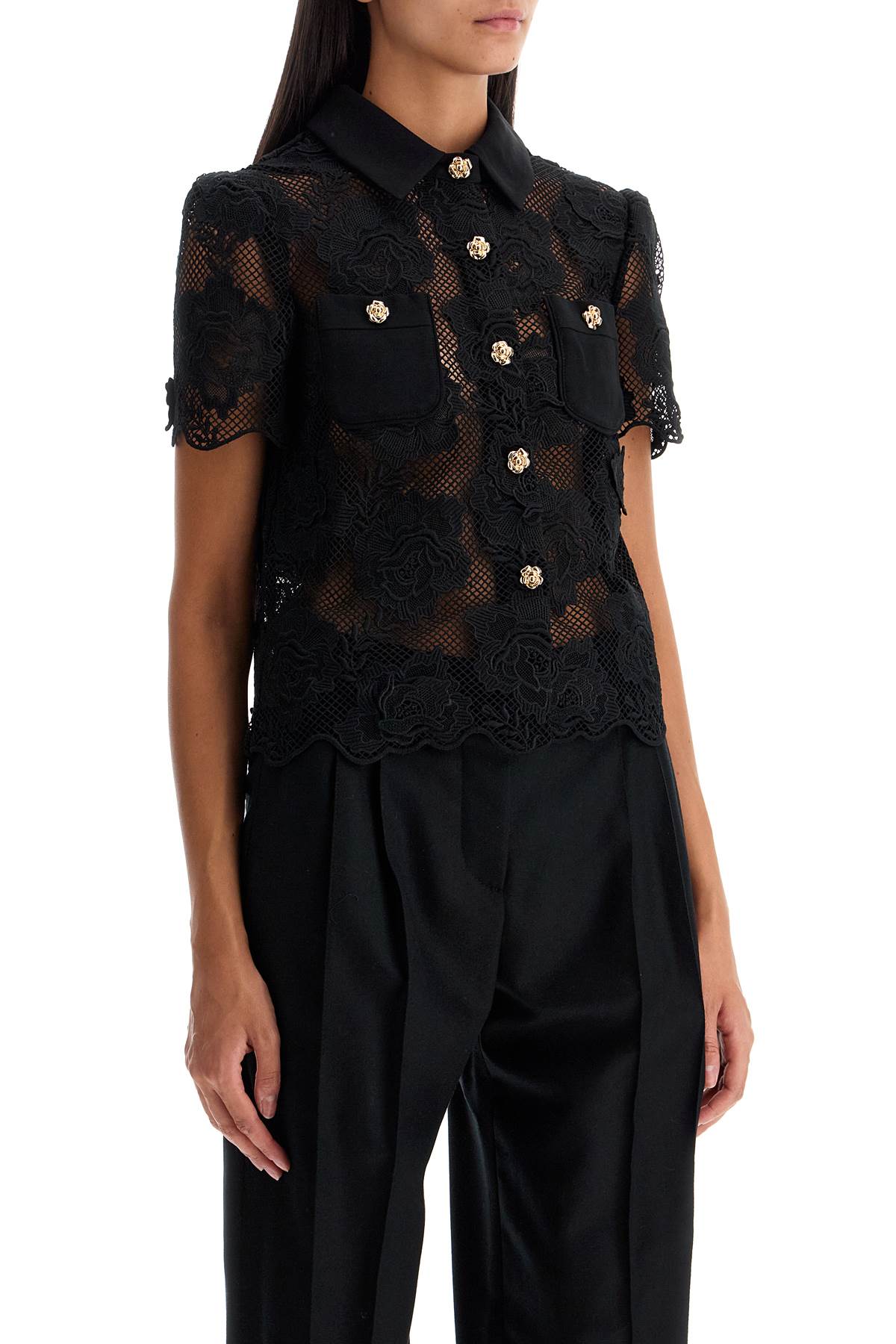 lace top with buttons.