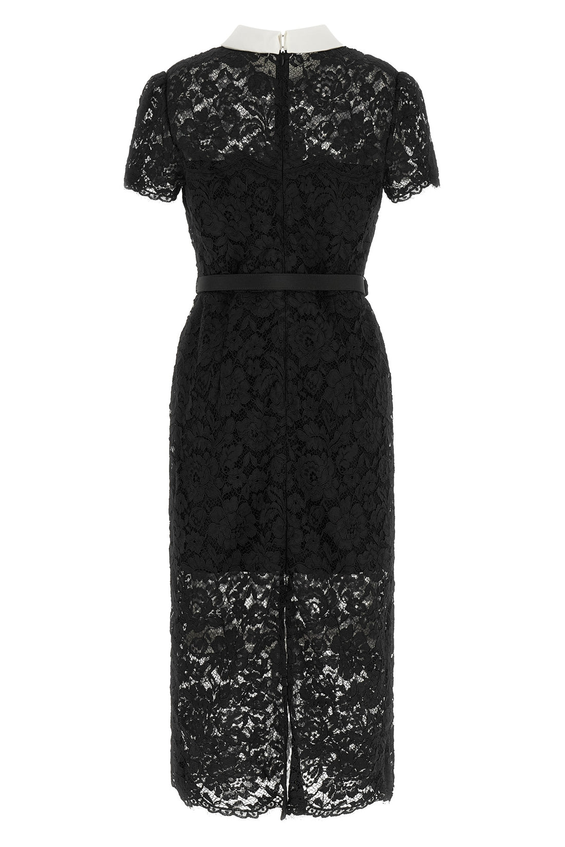 SELF PORTRAIT 6 the self-portrait black lace contrast collar midi dress is constructed